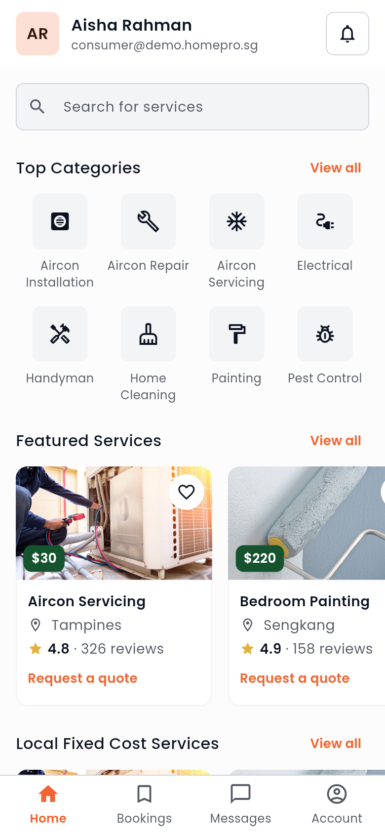 HomeProSG customer home