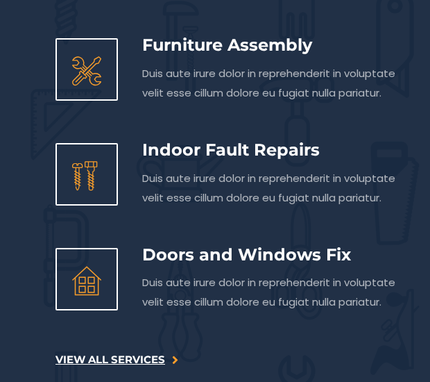 The same services section rendered from WWG's generated React components, identical to the source.